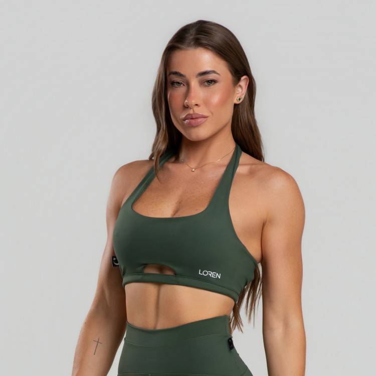 Top Fitness Feminino em Poliamida com Tira e Pala Dupla