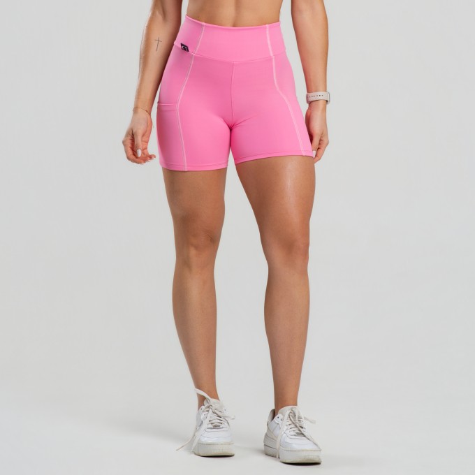 Short Canelado sem Gancho com Detalhe Contrastante