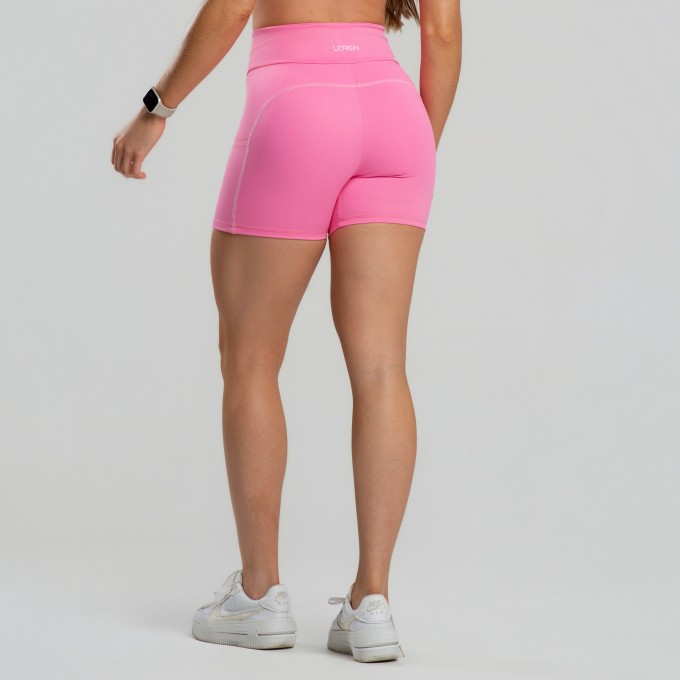 Short Canelado sem Gancho com Detalhe Contrastante