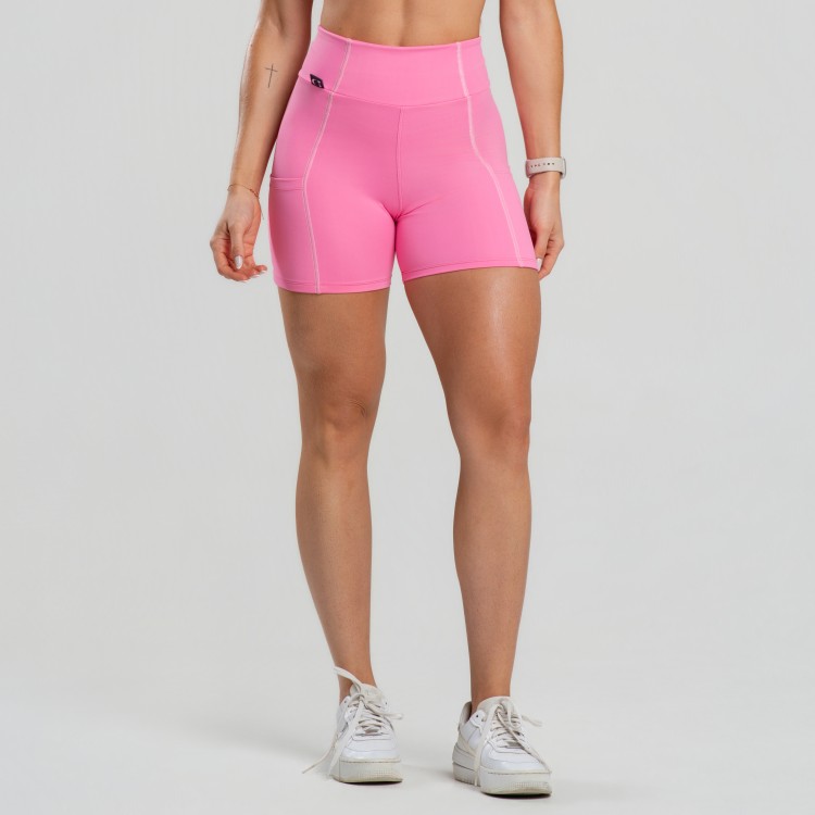 Short Canelado sem Gancho com Detalhe Contrastante