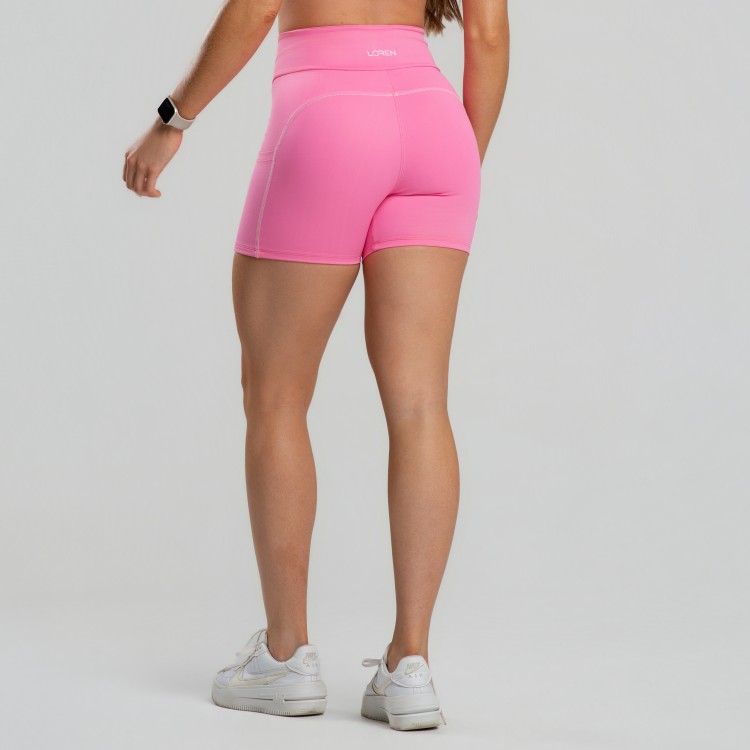 Short Canelado sem Gancho com Detalhe Contrastante