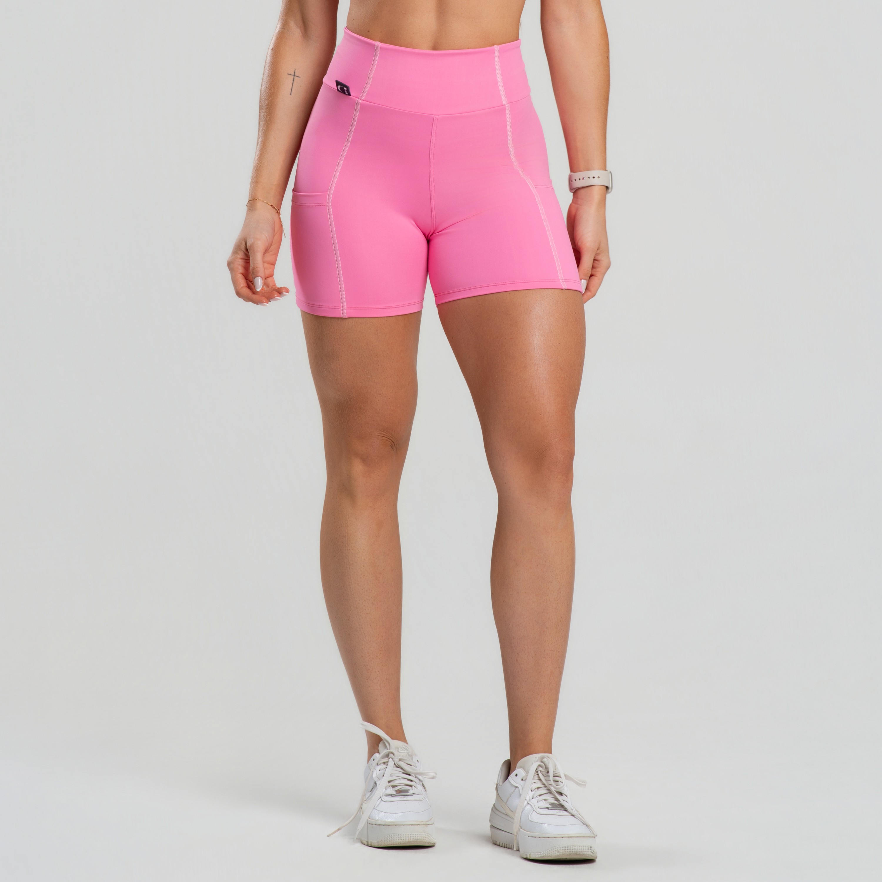 Short Canelado sem Gancho com Detalhe Contrastante
